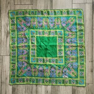 Vintage Burmel Silk Hand Rolled Scarf Japan 60's 70's Mod Style Floral Botanical